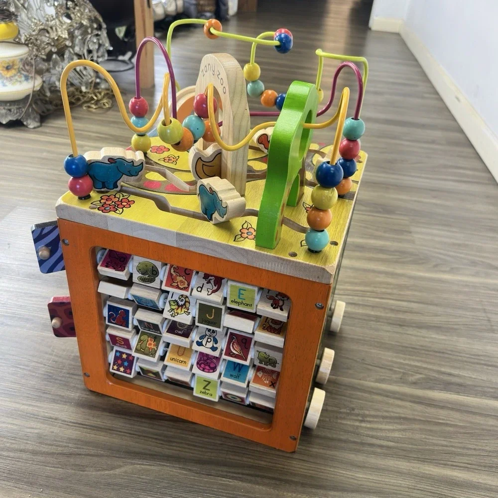 Battat Just B B You Zany Zoo Wooden Activity Cube Educational Preschool Play Fun